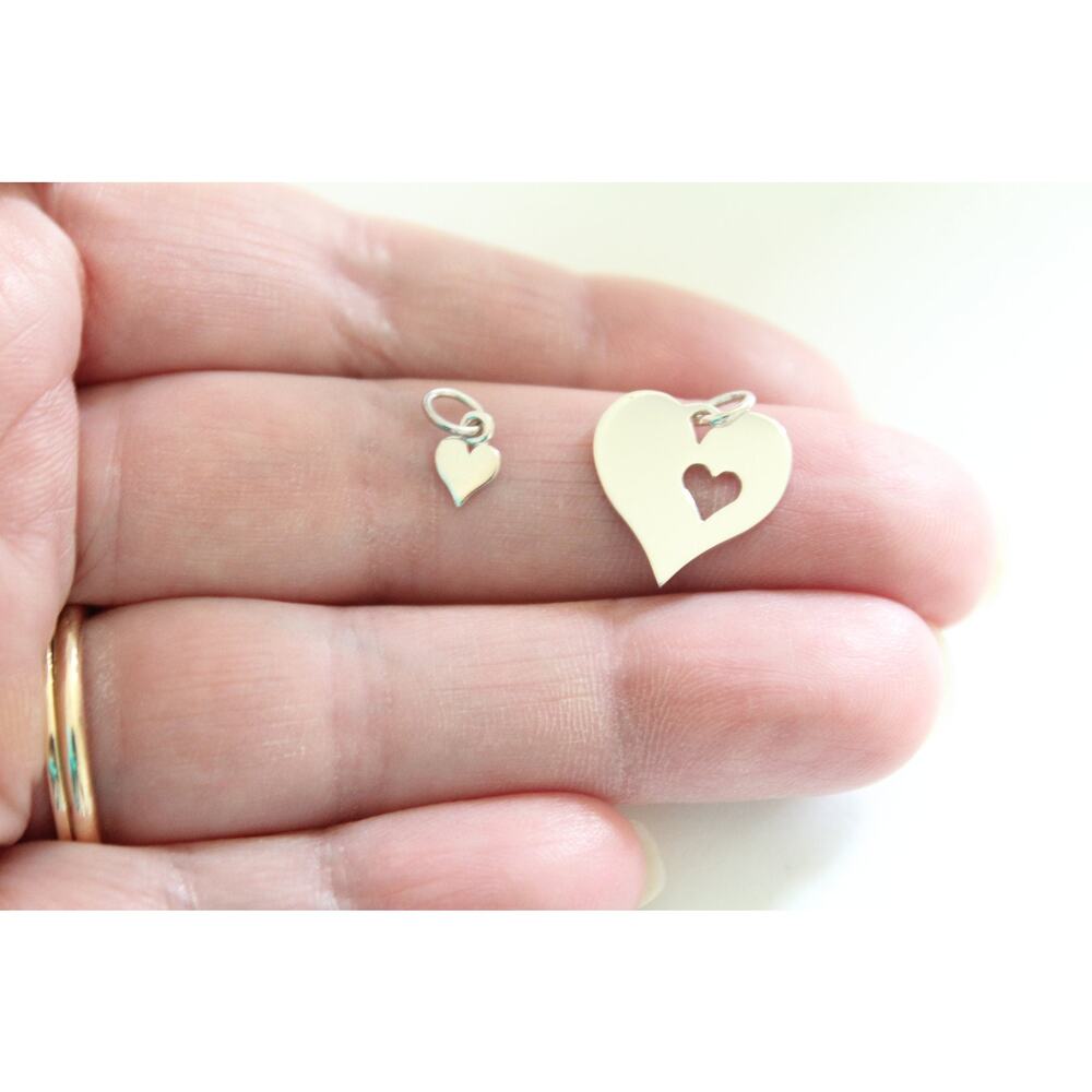 Sterling Silver Mother Daughter Heart Charm, Mother Daughter Charm Set - Picture 1 of 4